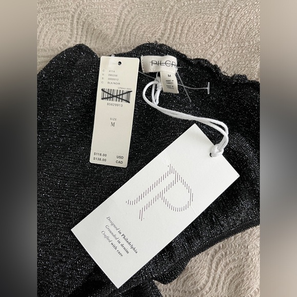 🆕 Anthropologie Pilcro hooded top in black metallic size medium - Picture 8 of 11